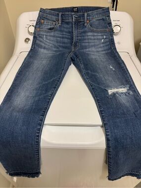 GAP Faded Blue Distressed True Skinny Jeans
